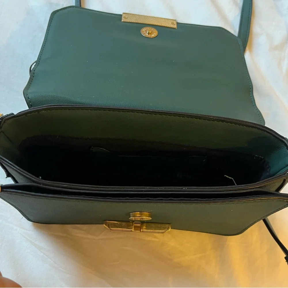 Topshop Emerald Green and Gold Studded Crossbody Bag